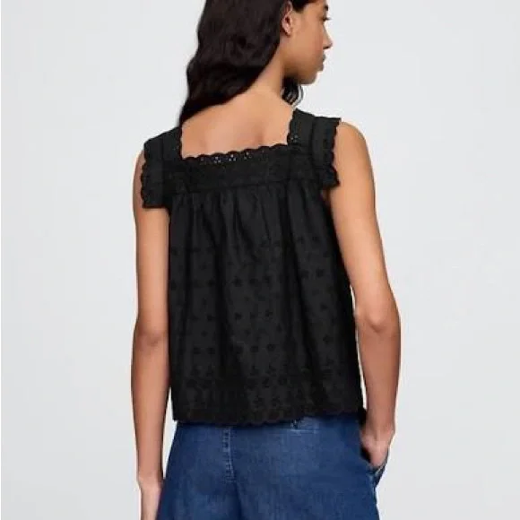 GAP x Doen Black Eyelet Sleeveless Women's Top - Picture 4 of 6